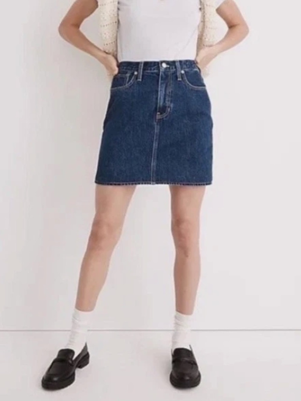 Madewell Rigid Denim A- Line Denim Skirt All Cotton High Rise Size 27